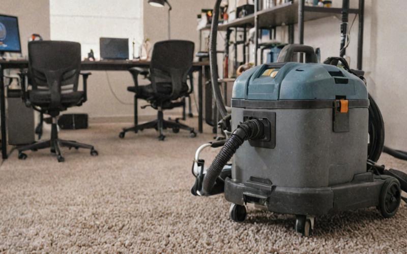 Professional carpet cleaning equipment in action